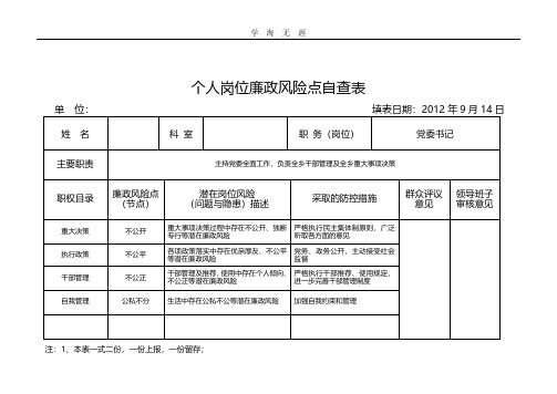 2020年整理个人岗位廉政风险点自查表.pdf