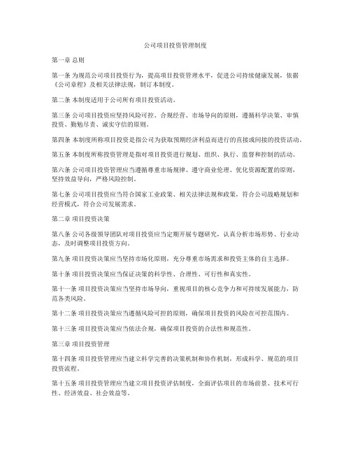 公司项目投资管理制度