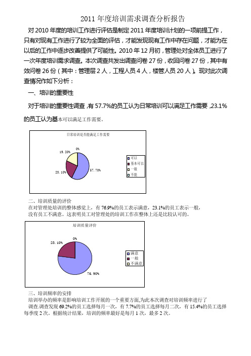 煤矿培训需求调查分析报告