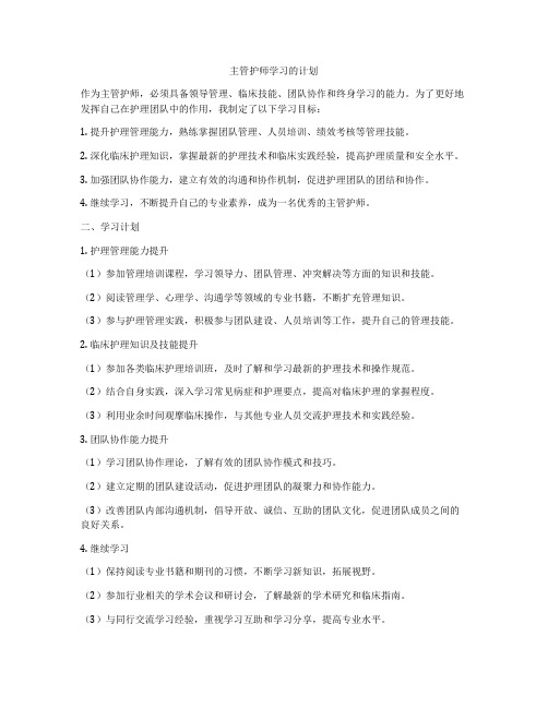 主管护师学习的计划