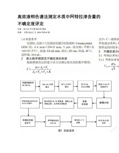 高效液相色谱法测定水质中阿特拉津含量的不确定度评定