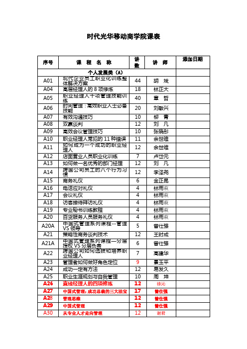 时代光华移动商学院课表