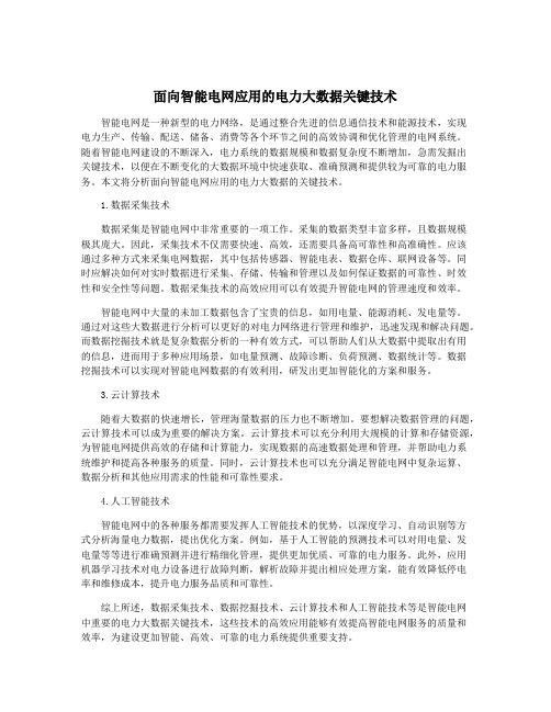 面向智能电网应用的电力大数据关键技术