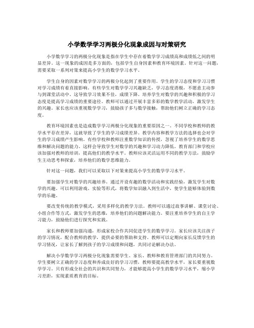 小学数学学习两极分化现象成因与对策研究