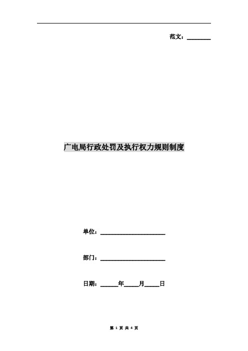 广电局行政处罚及执行权力规则制度