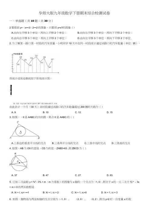 华师大版九年级数学下册期末综合检测试卷(含答案解析).doc