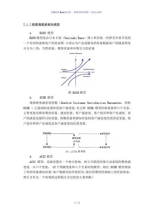 顾客满意相关模型