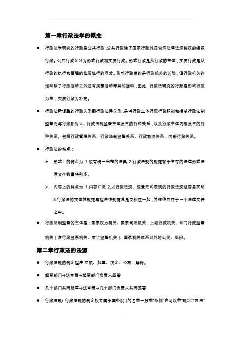 行政法及行政诉讼法考试复习重点