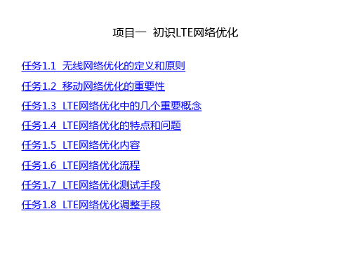 精品课件-LTE网络优化项目式教材-1项目一  初识LTE网络优化