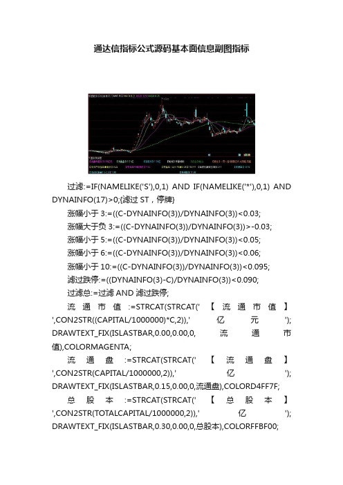 通达信指标公式源码基本面信息副图指标