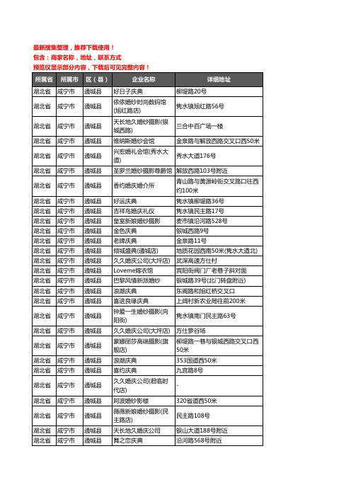 新版湖北省咸宁市通城县婚庆公司企业公司商家户名录单联系方式地址大全31家