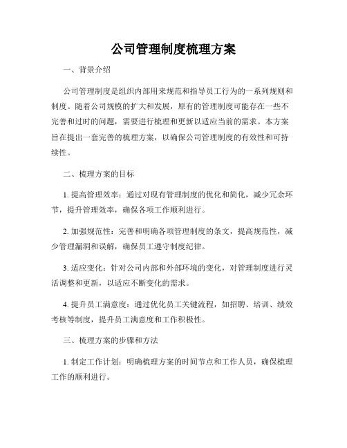 公司管理制度梳理方案