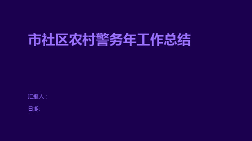 市社区农村警务年工作总结