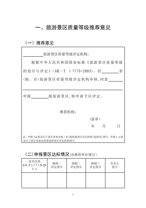 景区等级评定标准(评分细则)【范本模板】