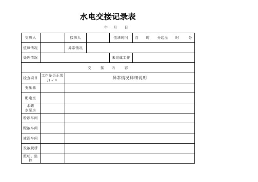 水电工交接班表A