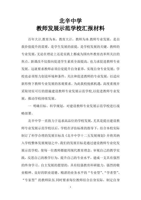 北辛中学教师发展示范学校申报材料