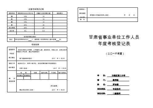 甘肃省事业单位工作人员年度考核登记表(罗如珊)