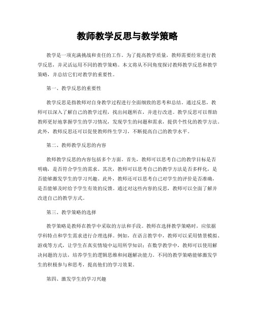 教师教学反思与教学策略