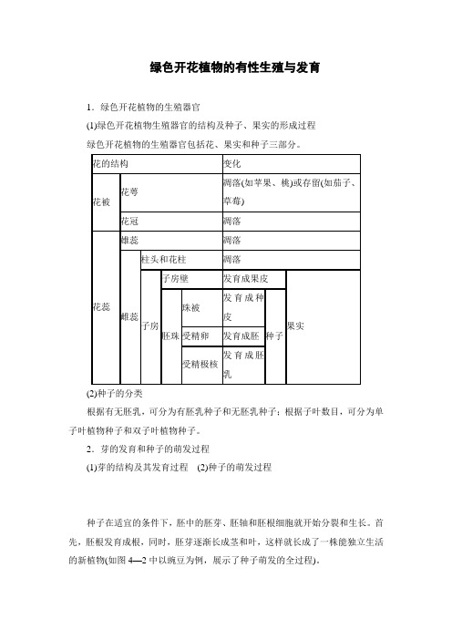 教学设计1：绿色开花植物的有性生殖和发育