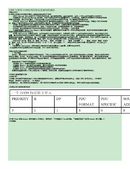 CAN卡与使用J1939应用层协议设备间的通信