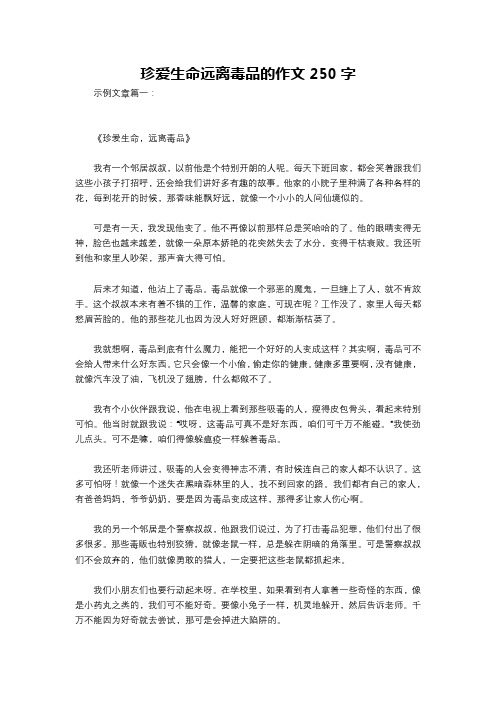 珍爱生命远离毒品的作文250字