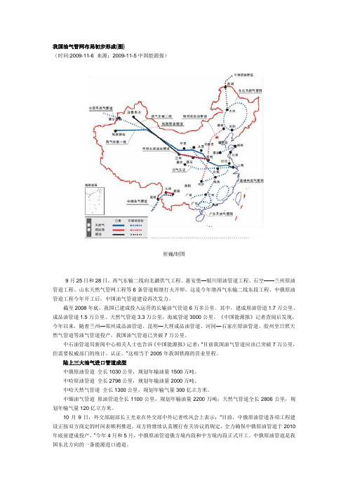 国内油气管网布局图(初步形成)