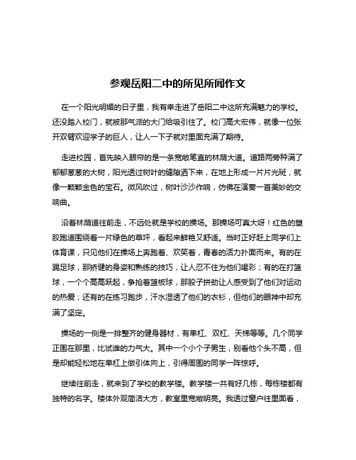 参观岳阳二中的所见所闻作文