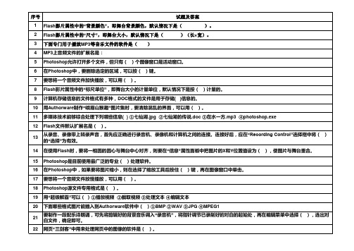 2012秋初三信息技术考试试题