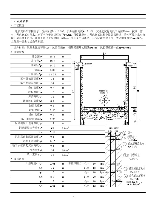 圆形沉井计算表格