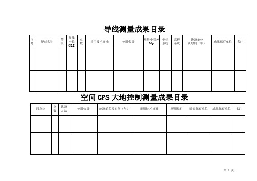 测绘成果目录汇交统一格式