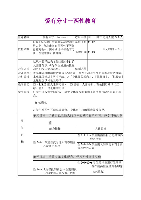 爱有分寸——心理活动课设计