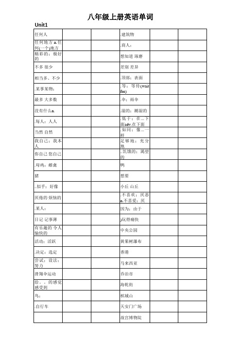 新人教版八年级上册英语单词表全(默写版).xls