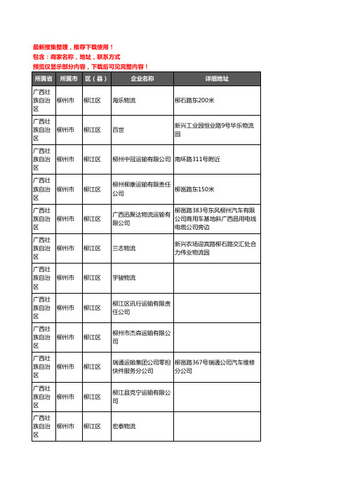 新版广西壮族自治区柳州市柳江区货运企业公司商家户名录单联系方式地址大全69家