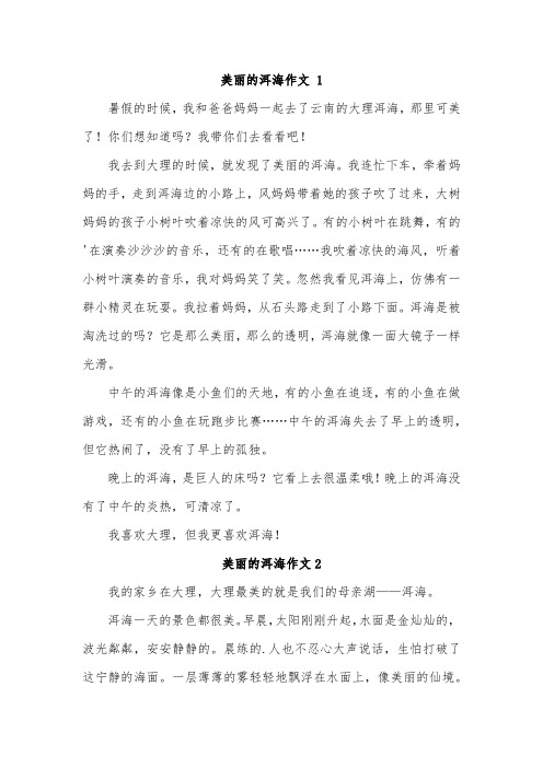 美丽的洱海作文400字