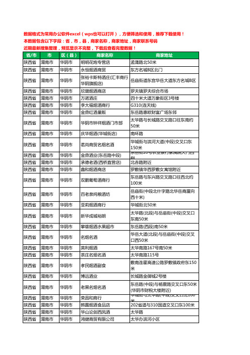 2020新版陕西省渭南市华阴市酒水批发工商企业公司商家名录名单联系电话号码地址大全93家