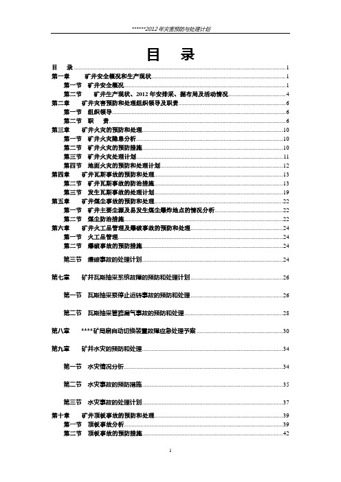 2012年灾害预防与处理计划