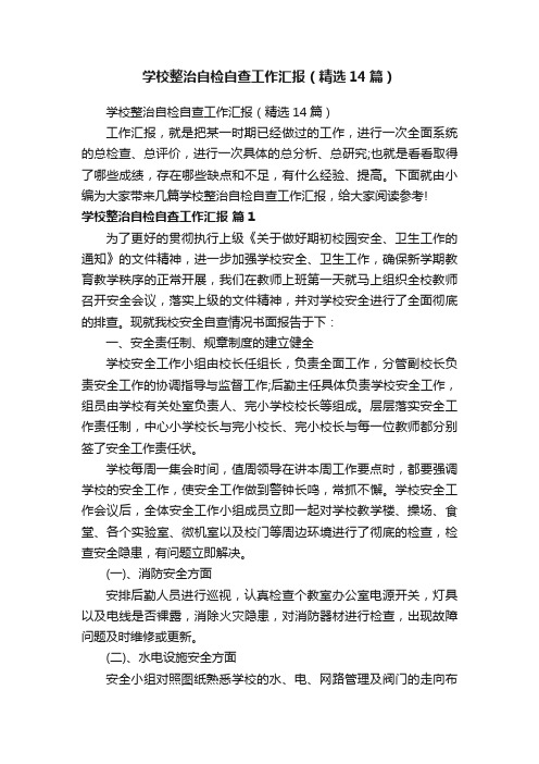 学校整治自检自查工作汇报（精选14篇）