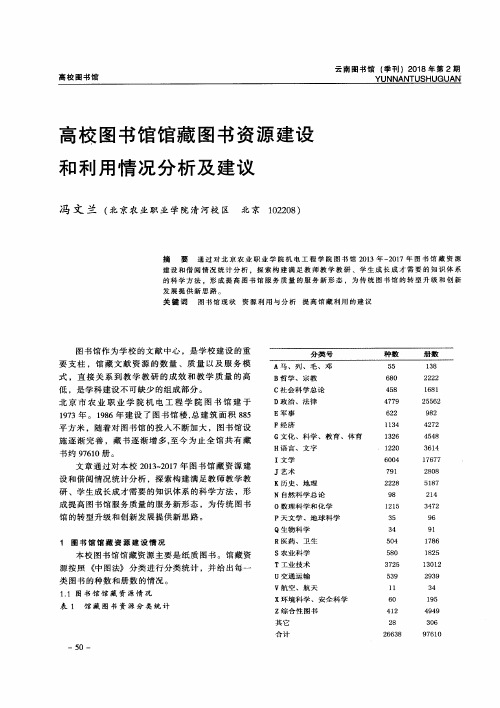 高校图书馆馆藏图书资源建设和利用情况分析及建议