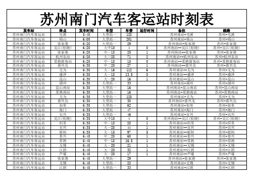 苏州南门汽车客运站时刻表