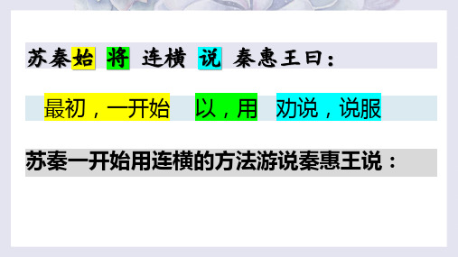 文言文苏秦始将连横说秦