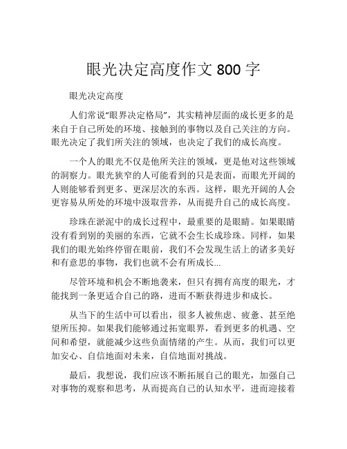 眼光决定高度作文800字