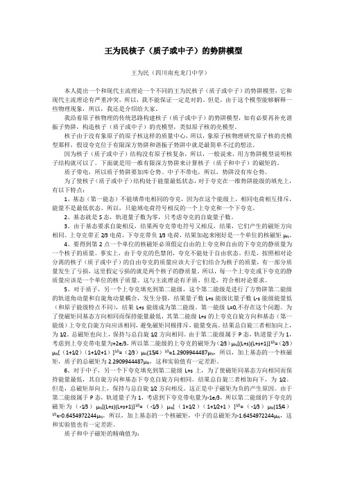 王为民核子的势阱模型