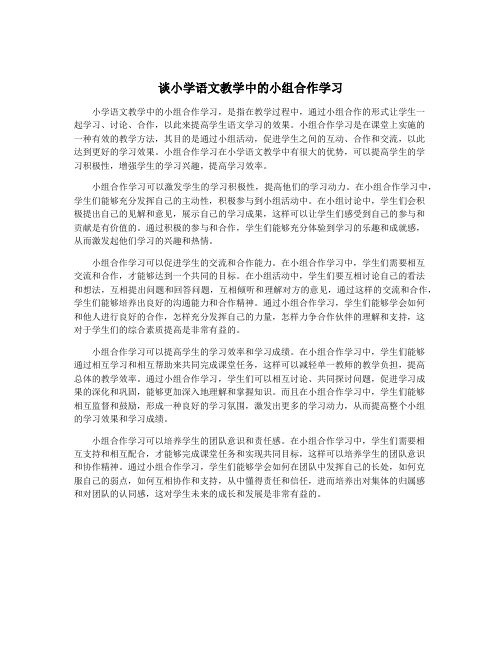 谈小学语文教学中的小组合作学习