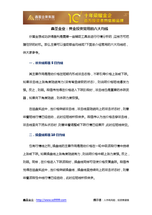 鑫圣金业:黄金投资常用的六大均线
