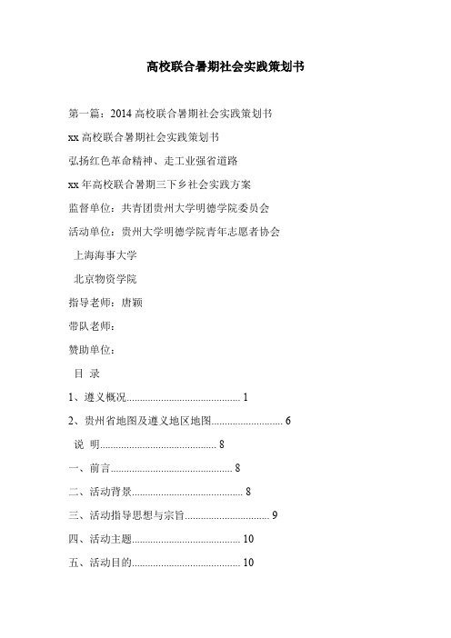 高校联合暑期社会实践策划书