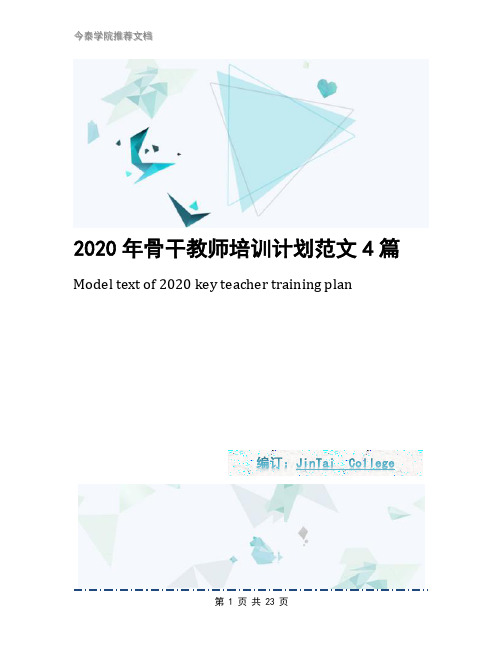 2020年骨干教师培训计划范文4篇