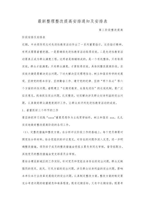 最新整理整改提高安排通知及安排表范文.docx