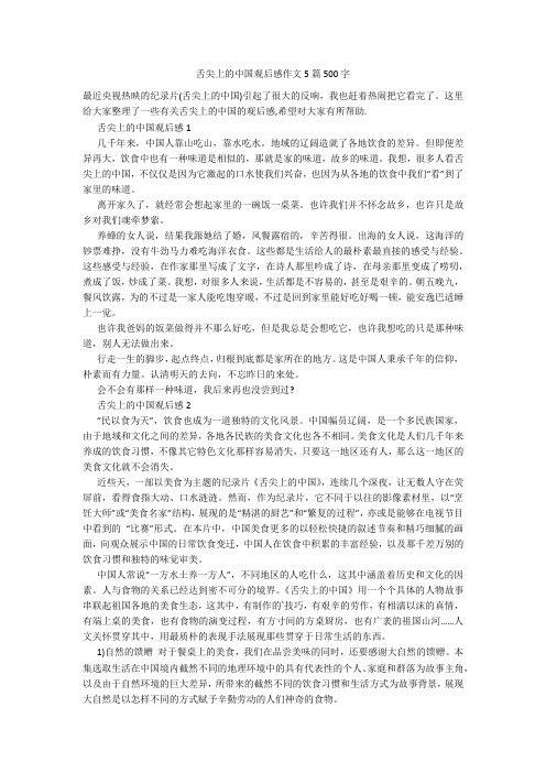 舌尖上的中国观后感作文5篇500字