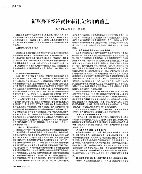 新形势下经济责任审计应突出的重点