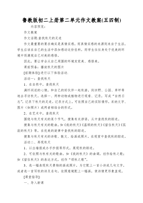 鲁教版初二上册第二单元作文教案